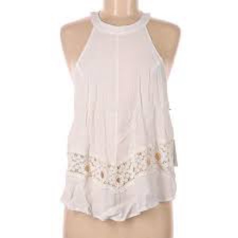 ASTR THE LABEL | Embroidered Halter Asymmetrical Top Sz M